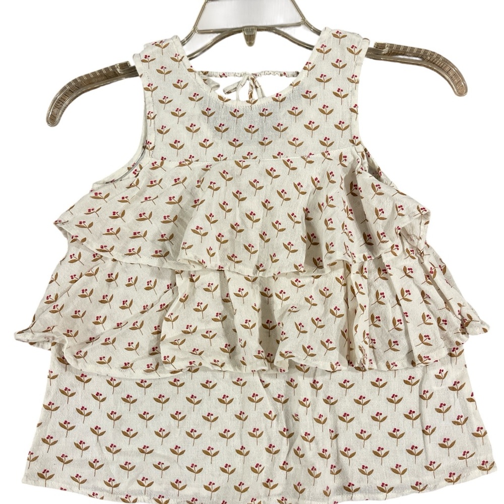 Peek Cream Floral Sleeveless Blouse